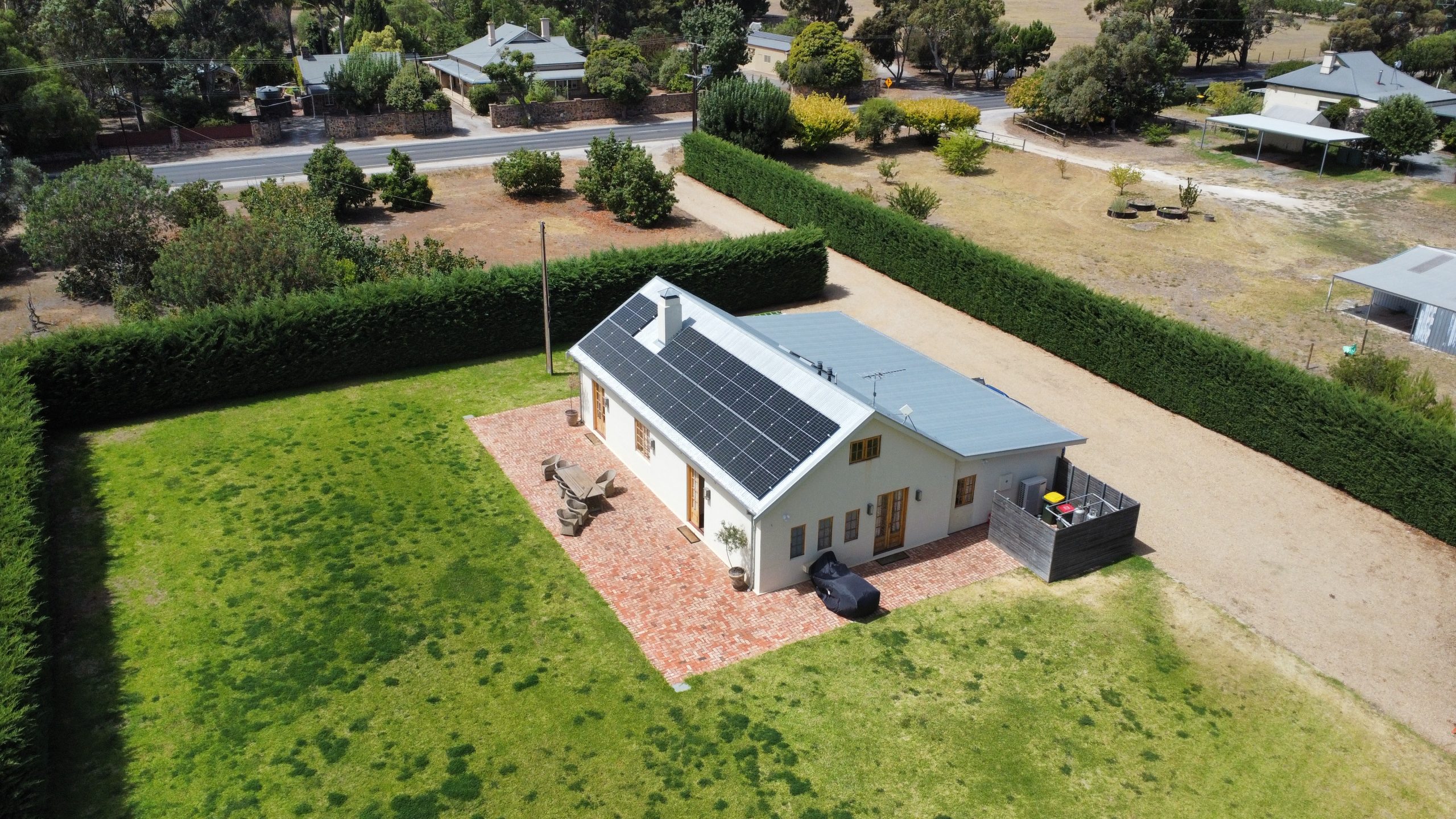 Ecosurge Electrical Solar Panel Installation Barossa Valley Air Bnb located in Angaston with white walls and roof